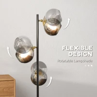 HOMCOM Tree Floor Lamp for Living Room Bedroom with 3 Light, Modern Standing Lamp, (Bulb not Included), 162cm, Grey(m-5)