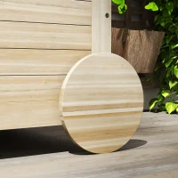 Outsunny Baule da Esterno 185L a 2 Ruote con Telo Interno e Coperchio, in Legno di Abete, 110x50x50 cm, color Legno(m-9)