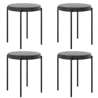 HOMCOM Keukenkrukken 4-stuks Set, Stapelbaar, Fluweeloptiek, tot 100kg, Metalen Frame, 41,5 x 41,5 x 46 cm, Donkergrijs(m-11)