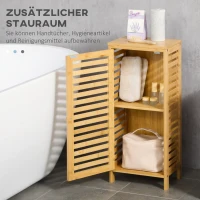 kleankin Badkamerkast met lamellendeur, verstelbare legplank, natuurlijk bamboe, 30x19,9x70 cm(m-4)