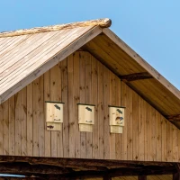 PawHut Set di 3 Casette per Pipistrelli in Legno di Abete per Esterni, 25x6x37.5 cm, Legno Naturale(m-10)