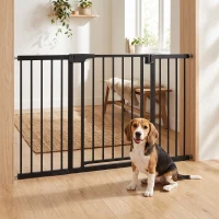 PawHut Barrière de sécurité pour chiens et bébés 76 à 130 cm avec extension fixation par pression sans perçage blanc(m-10)