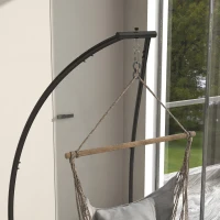 Outsunny Hammock Chair Stand, C Shape Hanging Heavy Duty Metal Frame Hammock Stand for Hanging Hammock Air Porch Swing Chair, Indoor & Outdoor Use, Black(m-8)