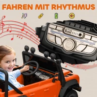 AIYAPLAY Kinder-Elektroauto, 12V batterij-werking, afstandsbediening, muziekfunctie, claxon, LED-lichten, Oranje(m-9)