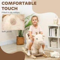 AIYAPLAY Rocking Horse, Stable Plush Ride on Horse Giraffe Design with Music, Security Belt, Baby Toy Rocker for 1-3 Years, Beige(m-5)