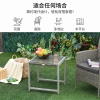 Outsunny Tuinbijzettafel, rotan tafel, poly-rotan tuintafel, onderhoudsvriendelijke tuinmeubelen(m-5)