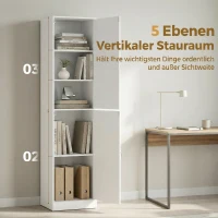 HOMCOM 180 cm hoge boekenkast, moderne kast met 5 niveaus en verstelbare planken, vrijstaande opbergkast, wit(m-4)