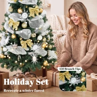 HOMCOM 5ft Pre-Lit Christmas Tree with 150 LED Lights, Artificial Xmas Tree with 8 Lighting Modes, 450 Tips, Remote, Green(m-6)