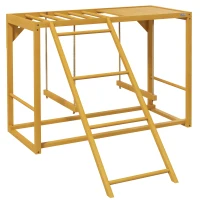 PawHut Kippenspeeltoestel met Schommels en Ladder, voor 3-4 Kippen, Kippenklimtoestel van Hout(m-1)
