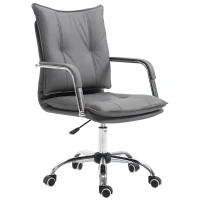 Vinsetto Poltrona Sedia da Ufficio Design Moderno Altezza Regolabile Imbottita, Pelle PU Cotone PP, Grigio, 64 x 57 x 91-101 cm(m-10)
