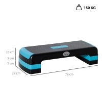 HOMCOM Aerobic Step with 3-Level Adjustable Heights for Home, Office Exercise, Black and Blue(m-3)