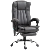 Vinsetto Directiestoel met Massage- en Verwarmfunctie, Voetensteun, Verstelbaar, tot 120kg, Grijs(m-1)