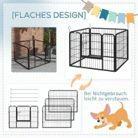 PawHut Gard pentru Câini Pliabil din Metal, pentru Interior și Exterior cu Ușă și Țăruși, 82x82x60cm Gri(m-5)