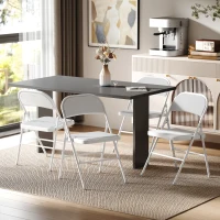 HOMCOM Lot de 4 chaises pliantes chaises de salle à manger portables cadre en acier 45 x 46 x 78 cm blanc(m-2)
