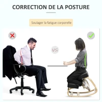Vinsetto Siège assis-genoux ergonomique chaise à genoux coussin confortable à bascule en tissu et bois(m-4)