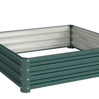 Outsunny Bedplantenbak met Stalen Kast Groen 120 x 120 x 30 cm(m-12)