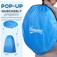 Outsunny Pop-up toilettent, mobiele camping douchetent, omkleedtent met binnentas, douchecabine, omkleedcabine, waterdicht, polyester blauw 120 x 120 x 190 cm toilettent douchetent binnentas | Aosom.de(m-6)