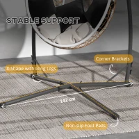 Outsunny Hammock Chair Stand Only, Hanging Chair Stand with X-Shape Base, Heavy Duty Steel Single Hammock Egg Swing Frame for Indoor Outdoor, 150 KG Load Capacity Black(m-6)