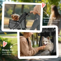 PawHut Ruimtebesparende honden- & kattenbuggy tot 10 kg, 75 x 45 x 97 cm, in Donkergrijs met opbergopties(m-7)
