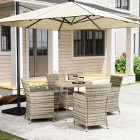 Outsunny Five-Piece Rattan Garden Set, with Two-Tier Table - Grey(m-10)