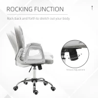 Vinsetto Office Chair, Swivel Desk Chair, Velvet Vanity Chair with Adjustable Height and Rolling Wheels for Home Work Study, Grey(m-5)