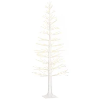 HOMCOM Kunstboom met LED-verlichting, 180 cm hoge kerstboom, realistische schors, Wit(m-10)