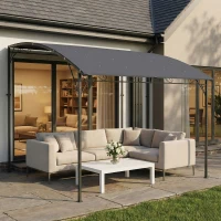 Outsunny Aanbouwpergola met metaalframe en dak, weerbestendig wandmontage pergola overkapping 2,86 x 3,84 x 2,52 m Grijs(m-9)