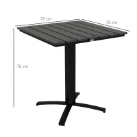 Outsunny Terrastafel, voor 4 personen, houtlook, aluminium frame, 70 x 70 x 76 cm, Grijs(m-3)