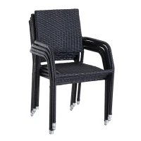 Outsunny Set di 4 Sedie da Pranzo Moderno Giardino Poli Rattan 57 × 64 × 89cm Marrone(m-7)