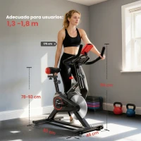 HOMCOM Bicicleta Estática Ciclo Indoor con Pantalla LCD Pulsómetro Sillín y Manillar Ajustables en Altura Volante de Inercia de 6 kg Resistencia Regulable Soporte para Teléfono y Ruedas Negro y Rojo(m-3)