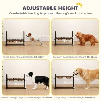 PawHut Raised Dog Bowls with Stand, 4 Heights Adjustable Pet Feeder with 3 Adjustable Angles for Small, Medium & Large Breeds, Brown(m-4)