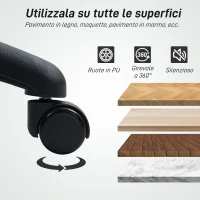 HOMCOM Sedia Girevole con Anello Poggiapiedi e Schienale Ricurvo, in Poliestere, Schiuma e Plastica, 55x58x94 cm, Nero(m-7)