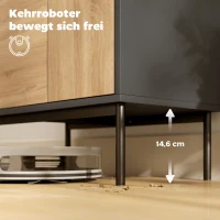 HOMCOM Dressoir met push-to-open-deuren, eetkamerkast met metalen poten, keukenkast, MDF, Zwart+Natuurhout(m-8)