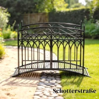 Outsunny Metalen tuinbrug 135,5 cm vijverbrug met veiligheidsleuningen antieke look roestbestendig eenvoudige montage(m-9)