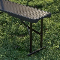 Outsunny Picknicktafel en Banken, 3-Delige Set, Opvouwbaar, Kunststof, Metaal, Zwart(m-9)