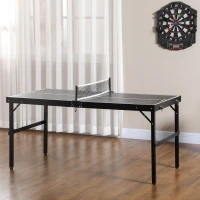 SPORTNOW Mesa de Ping Pong Plegable con Marco de Aluminio y Red para Interiores y Exteriores 152x76x72 cm Negro(m-10)