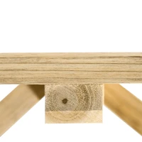 Outsunny Panchina da Giardino 2 Posti a Doghe con Gambe a Ruota di Carro, in Legno, 98x50x39.5 cm, color Legno(m-9)