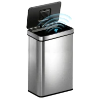 HOMCOM Poubelle à capteur 60 L avec couvercle à fermeture douce, poubelle de cuisine automatique en acier inoxydable, argenté(m-11)