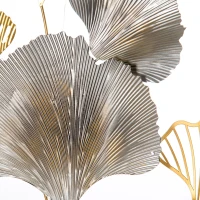 HOMCOM Large Metal Wall Art, Modern Hanging Wall Sculpture with Unique Multi-leaf Design, Horizontal or Vertical Metal Hanging Decoration for Living Room Bedroom Entryway, Gold Silver(m-9)