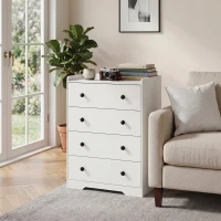 HOMCOM 4 Drawer Chest of Drawers, Modern Dresser for Bedroom, Storage Cabinet for Living Room Entryway, White Wood Effect(m-6)