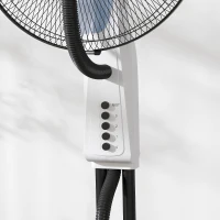 HOMCOM Ventilador Nebulizador Oscilante 90 W Tanque 2,8L 3 Velocidades 5 Aspas y Ruedas Ø44,5x120 cm Blanco(m-9)