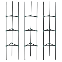 Outsunny latwerk, set van 3 stuks, plantenhouder, steunpalen voor tuinplanten, tomatenkooi voor klimplanten, staal, groen, 38 x 38 x 182 cm