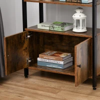 HOMCOM Libreria Moderna Stile Industriale con 3 Mensole e Armadietto a 2 Ante Casa e Ufficio, Legno e Metallo, Marrone Rustico, 70x30x120cm(m-4)