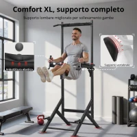 Power Tower Stazione per Dip, Barra per Trazioni, base a doppio triangolo, multifunzionale, 107,4x81,3x235 cm, Nero(m-1)