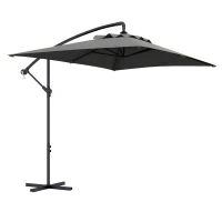 Outsunny 3(m) Cantilever Overhanging Parasol, with Cross Base - Grey(m-1)