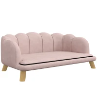 PawHut Huisdierensofa voor Middelgrote en Grote Honden tot 25 kg, Stevig Hout, Gepolsterd, Roze(m-1)