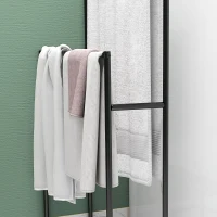 HOMCOM Handdoekstandaard, vrijstaand, 2 stangen, roestvrij, 66x20x110cm, Zwart(m-9)