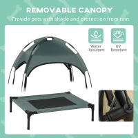 PawHut Outdoor Dog Bed with Removable Canopy, Portable Raised Dog Bed for Camping, Garden & Beach, Water-Resistant UV-Protection Mesh Pet Cot Sun Lounger, for Small Pets, 61 x 46 x 62 cm, Grey(m-6)