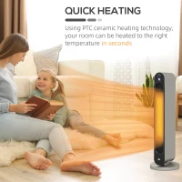 HOMCOM 2kW PTC Ceramic Tower Heater, 10-35°C Temperature Range(m-5)