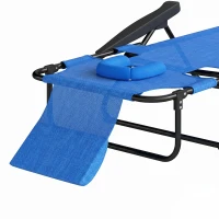 Outsunny Tuinligstoel Zonneligstoelen Relaxligstoel, Opvouwbaar, Weerbestendig, 194 cm x 72 cm x 31 cm, Zwart + Donkerblauw(m-12)